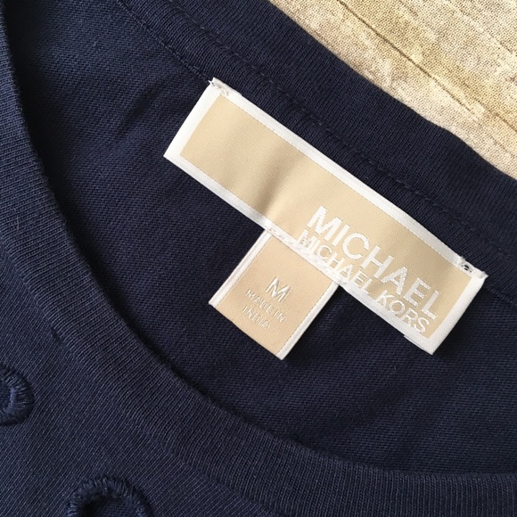 MICHAEL KORS Navy Laser Cut Eyelet Short Slv Tee - Picture 4 of 7